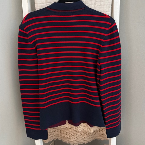 Tory Burch Anya Navy and Red Double Breasted Cardigan Jacket - Picture 4 of 4